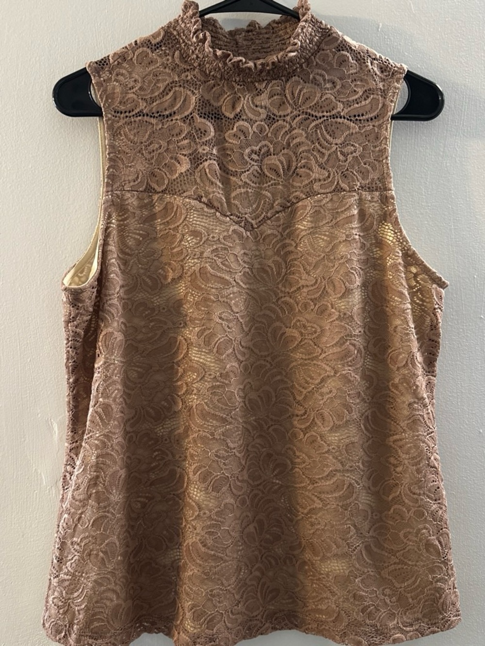 PerSeption Concept Lace Mock-Neck Camisole in Mauve Taupe